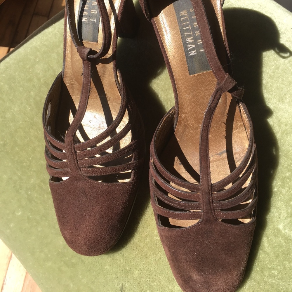 Brown suede heels